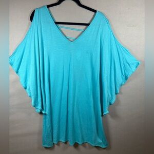 Women's Blue V-Neck Blouse